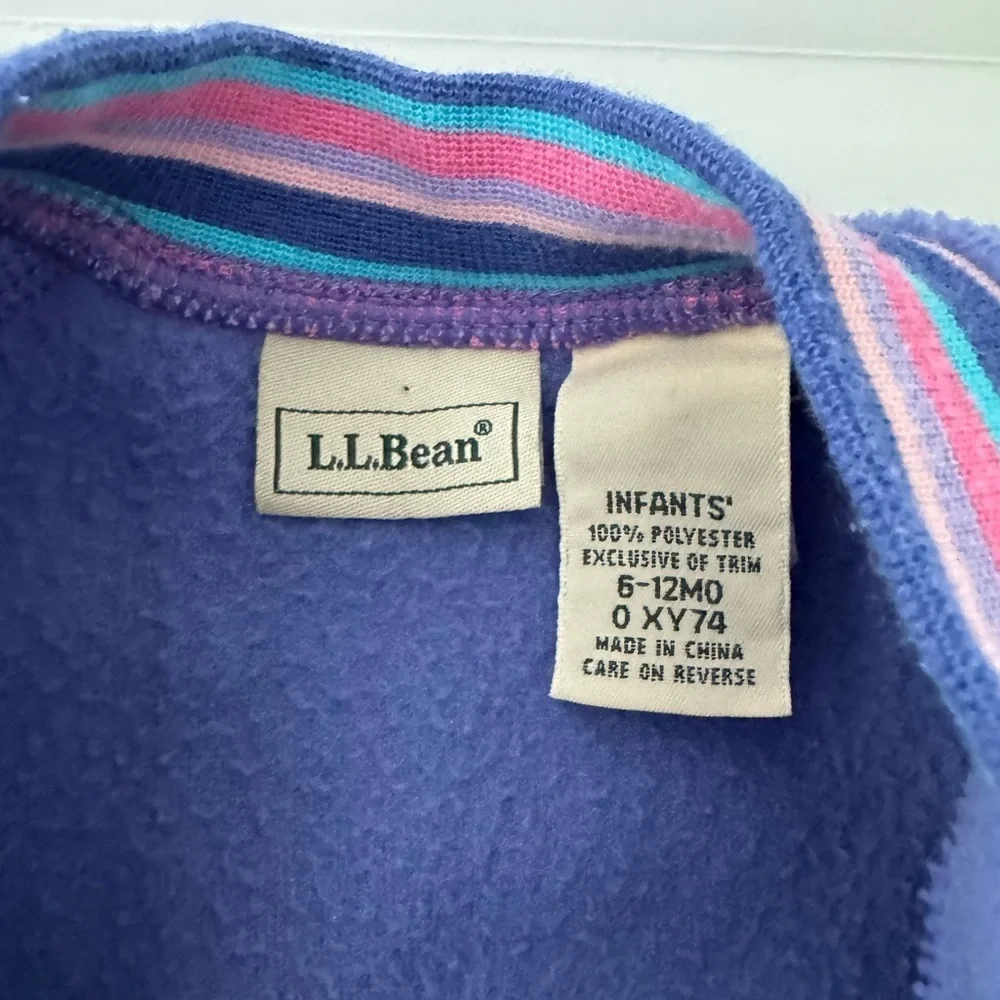 Vintage LL Bean Purple Fleece Footie Pajamas Size 6-12M